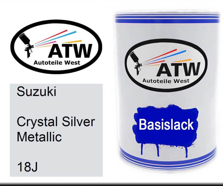 Suzuki, Crystal Silver Metallic, 18J: 500ml Lackdose, von ATW Autoteile West.